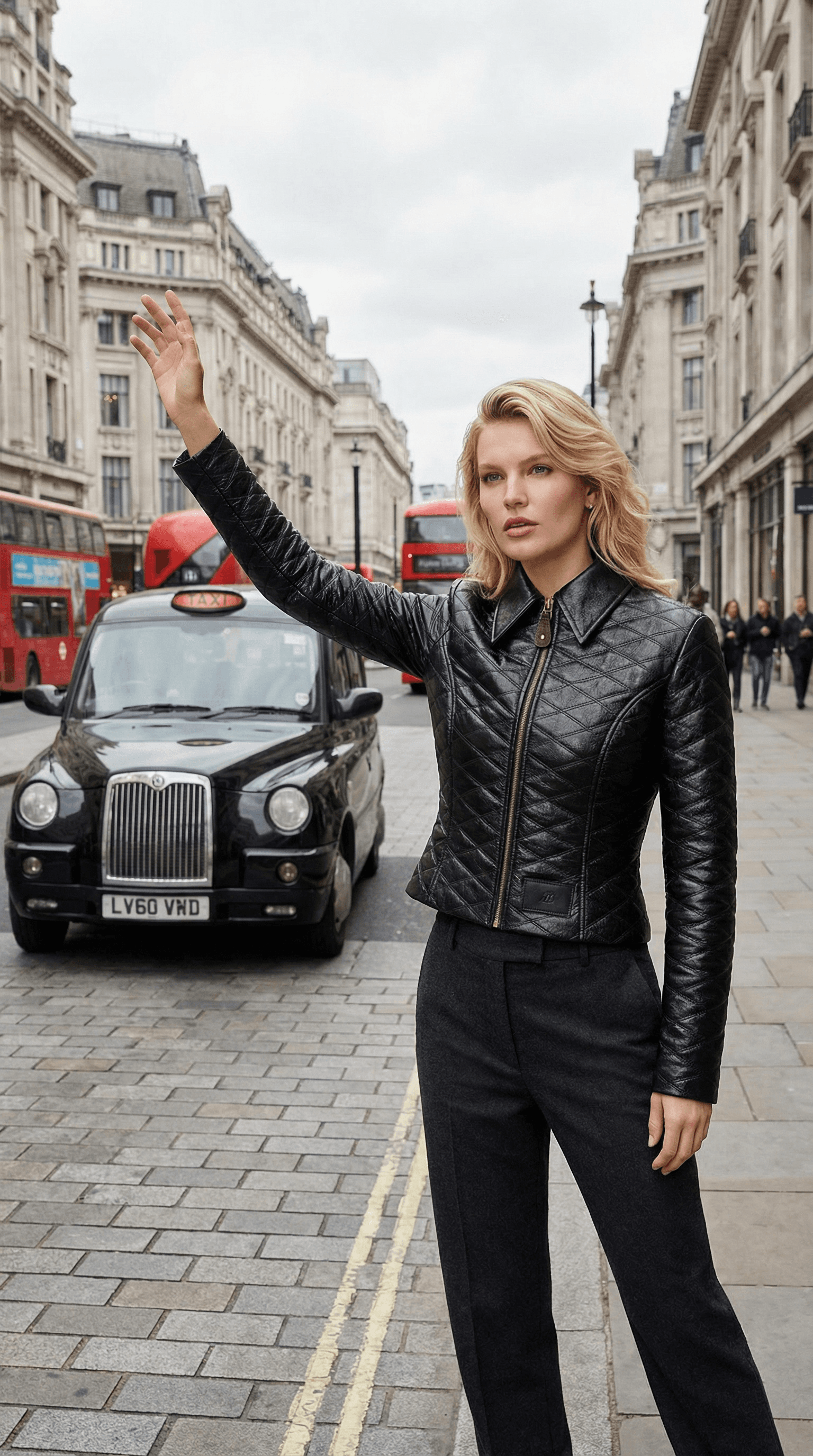 Leather Jacket on model in London